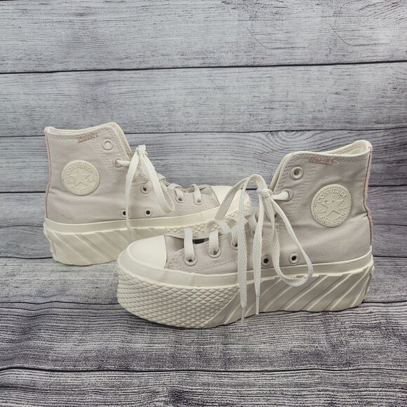 Converse Chuck Taylor All Star Lift 2X Hi 572953C Women Sand Sneaker - Size 5 - Picture 1 of 11